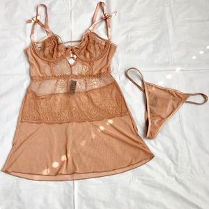 2 Piece Lingerie Skirt Top & Bikini bottom
